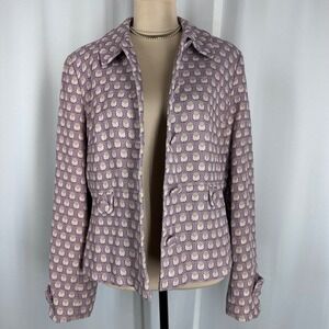 Ann Taylor Loft Blazer Jacket Purple HoneycombGeometric Print Size 12